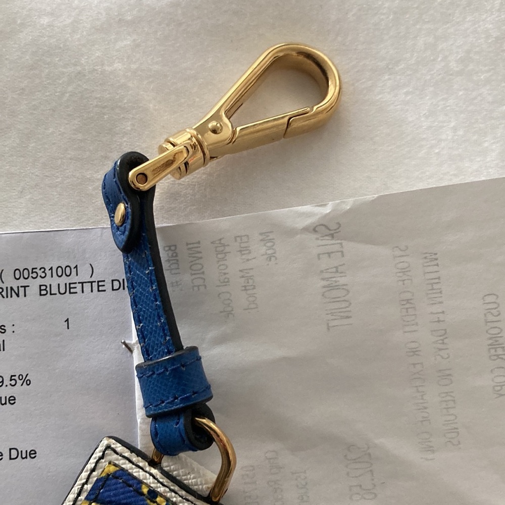 Prada Bag Charm Trick Letter V Bluette Gold Hardware - Picture 3 of 8